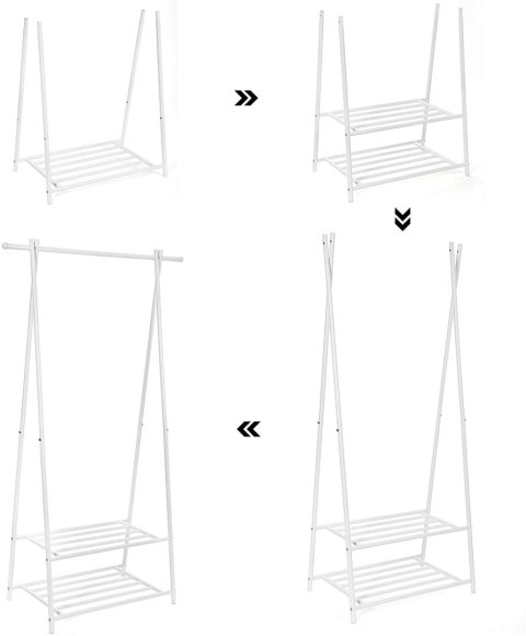 Wieszak na ubrania garderoba biała LOFTWykonany z metalu, praktyczna i stylowa garderoba w stylu industrialnym na ubrania w kolo