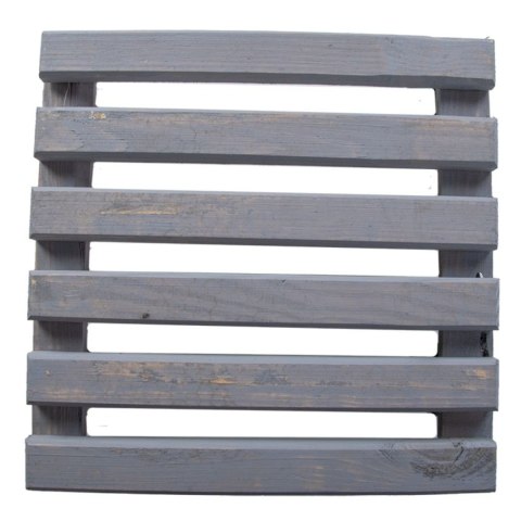 Wózek na donicę drewniany szary 29x29 cm Stojak w formie wózka do przemieszczania ciężkich donic z kwiatami do wagi 100 kg, wypo