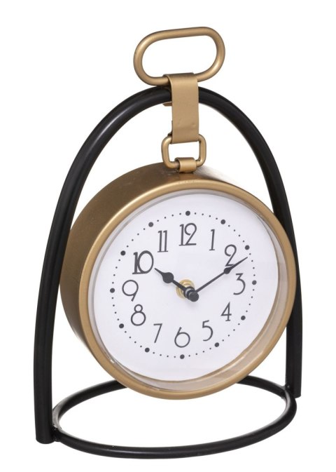 Zegar stołowy Max na metalowy stojaku Wykonany z metalu zegar w kolorze złotym, w loftowym stylu, umieszczony na stabilnej podst