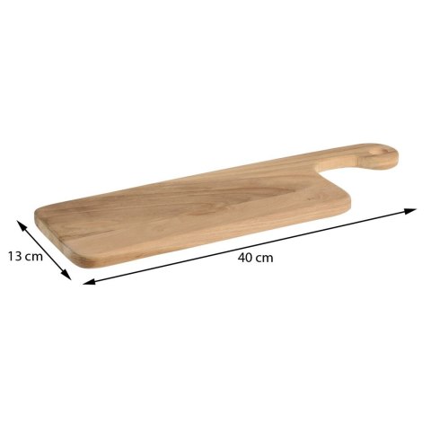 Deska podłużna drewno teak 40x13 cm Deska do krojenia i serwowania, wykonana z drewna teakowego, wyposażona w wygodny uchwyt