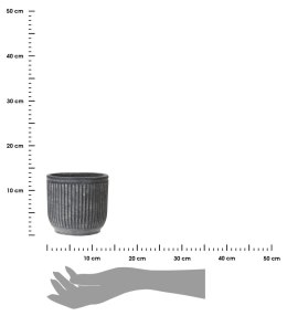Doniczka prążkowana Vintage 14x13 cm Okrągła donica wykonana z solidnego materiału, posiada charakterystyczne celowe przetarcia 