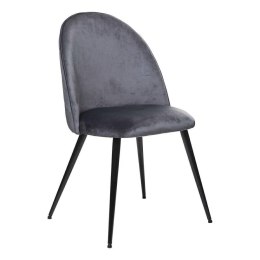 Krzesło Slano Velvet szare Obicie wykonane z miękkiego i przyjemnego w dotyku materiału, metalowe nogi w kolorze czarnym, stylow