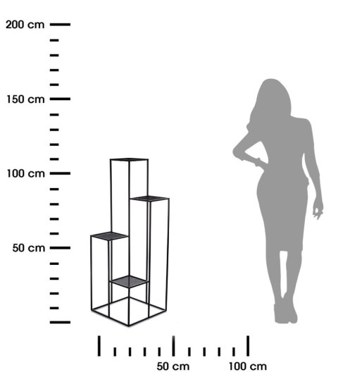 Kwietnik KASKADA czarny 110 cm siatka Wykonany z metalu, prosty i stylowy stojak czarny na kwiaty i rośliny w stylu industrialny