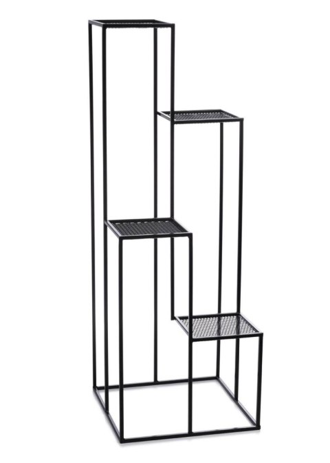 Kwietnik KASKADA czarny 110 cm siatka Wykonany z metalu, prosty i stylowy stojak czarny na kwiaty i rośliny w stylu industrialny