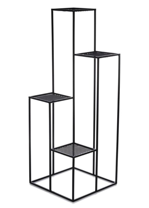 Kwietnik KASKADA czarny 110 cm siatka Wykonany z metalu, prosty i stylowy stojak czarny na kwiaty i rośliny w stylu industrialny