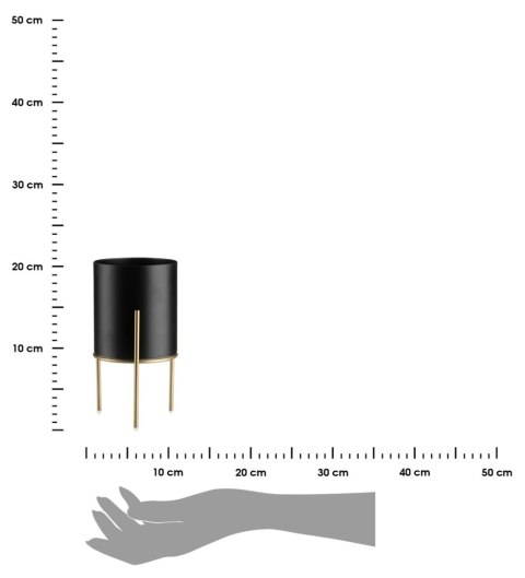 Kwietnik nowoczesny czarno złoty 20 LOFT Wykonany z metalu, prosty i stylowy stojak na kwiatki w kolorze czarno złotym