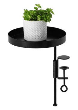 Kwietnik parapetowy z zaciskiem czarny M Metalowy stojak na okno w kolorze czarnym, przykręcany kwietnik parapetowy o regulowane