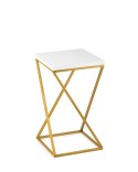 Kwietnik stojący 40 cm blat biały LOFT Wykonany z metalu oraz płyty MDF w kolorze białym i złotym stojakiem, solidny i stylowy k