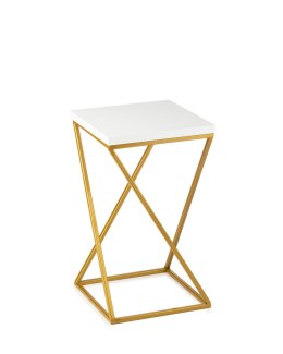 Kwietnik stojący 40 cm blat biały LOFT Wykonany z metalu oraz płyty MDF w kolorze białym i złotym stojakiem, solidny i stylowy k