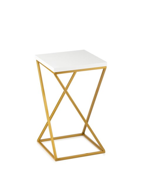 Kwietnik stojący 40 cm blat biały LOFT Wykonany z metalu oraz płyty MDF w kolorze białym i złotym stojakiem, solidny i stylowy k