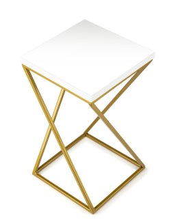 Kwietnik stojący 40 cm blat biały LOFT Wykonany z metalu oraz płyty MDF w kolorze białym i złotym stojakiem, solidny i stylowy k