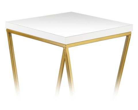 Kwietnik stojący 40 cm blat biały LOFT Wykonany z metalu oraz płyty MDF w kolorze białym i złotym stojakiem, solidny i stylowy k