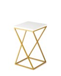 Kwietnik stojący 40 cm blat biały LOFT Wykonany z metalu oraz płyty MDF w kolorze białym i złotym stojakiem, solidny i stylowy k