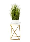 Kwietnik stojący 40 cm blat biały LOFT Wykonany z metalu oraz płyty MDF w kolorze białym i złotym stojakiem, solidny i stylowy k