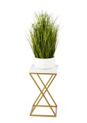 Kwietnik stojący 40 cm blat białym metal Wykonany z metalu oraz płyty MDF w kolorze białym i złotym stojakiem, solidny i stylowy