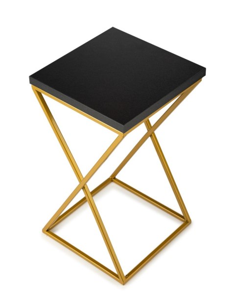 Kwietnik stojący 40 cm blat czarny metal Wykonany z metalu oraz płyty MDF w kolorze czarnym i złotym stojakiem, solidny i stylow