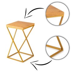 Kwietnik stojący 40cm blat Lancelot LOFT Wykonany z metalu oraz płyty MDF w kolorze Lancelot i złotym stojakiem, solidny i stylo