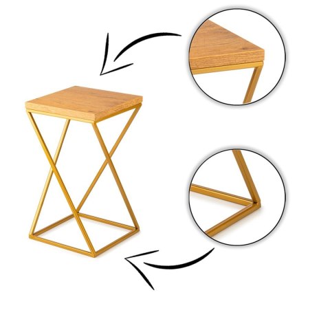 Kwietnik stojący 40cm blat Lancelot LOFT Wykonany z metalu oraz płyty MDF w kolorze Lancelot i złotym stojakiem, solidny i stylo