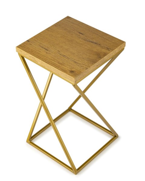 Kwietnik stojący 40cm blat Lancelot LOFT Wykonany z metalu oraz płyty MDF w kolorze Lancelot i złotym stojakiem, solidny i stylo