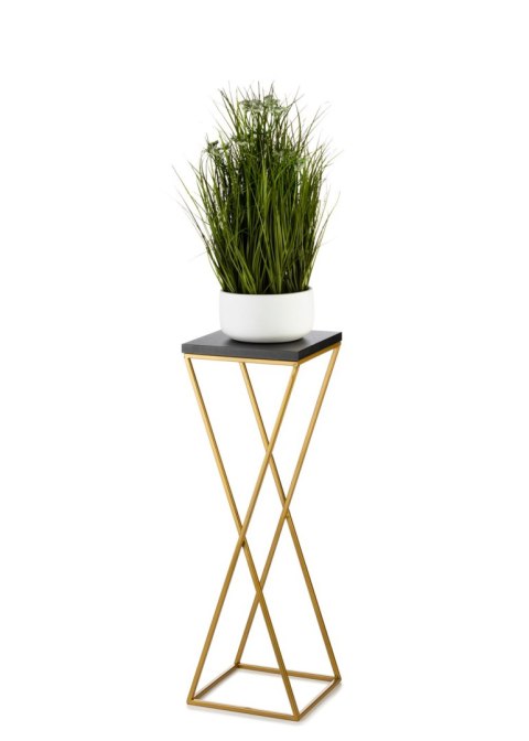 Kwietnik stojący 70 cm blat czarny LOFTWykonany z metalu oraz płyty MDF w kolorze czarnym i złotym stojakiem, solidny i stylowy 