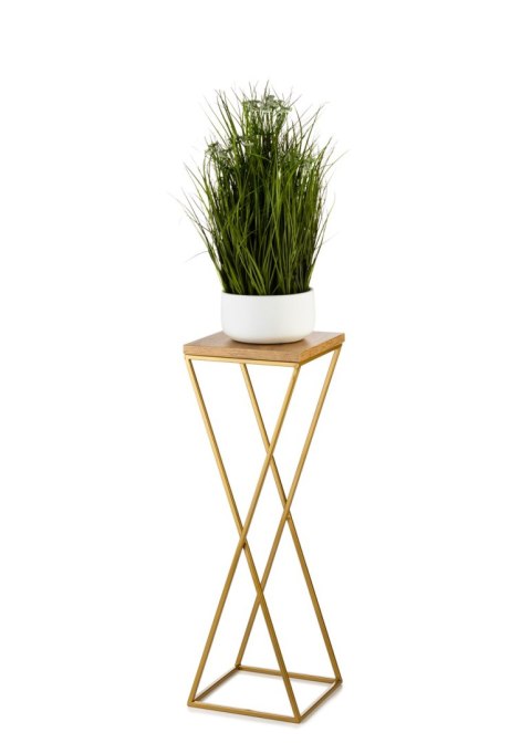 Kwietnik stojący 70cm blat Lancelot LOFTWykonany z metalu oraz płyty MDF w kolorze Lancelot i złotym stojakiem, solidny i stylow