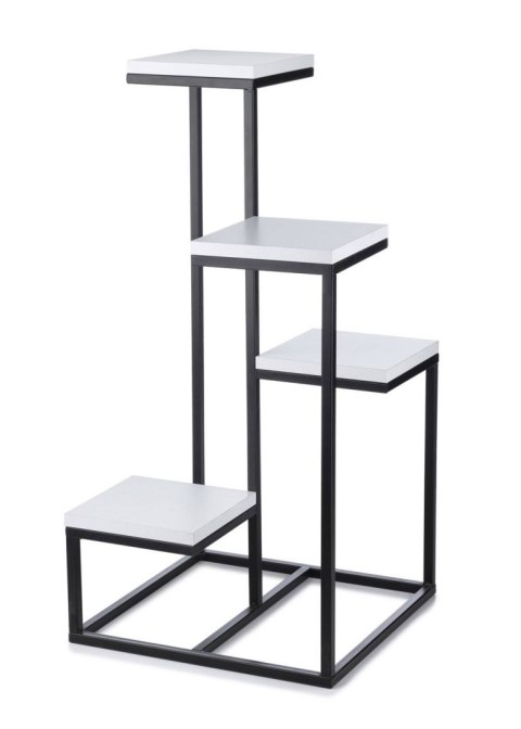 Kwietnik stojący KASKADA biały LOFT 79cm Wykonany z metalu oraz płyty MDF w kolorze białym, solidny i modny stojak na kwiaty w s