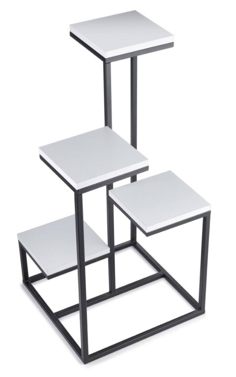 Kwietnik stojący KASKADA biały LOFT 79cm Wykonany z metalu oraz płyty MDF w kolorze białym, solidny i modny stojak na kwiaty w s