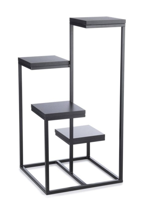 Kwietnik stojący KASKADA czarny LOFT Wykonany z metalu oraz płyty MDF w kolorze czarnym, solidny i modny stojak na kwiaty w styl