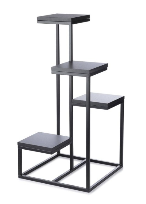 Kwietnik stojący KASKADA czarny LOFT Wykonany z metalu oraz płyty MDF w kolorze czarnym, solidny i modny stojak na kwiaty w styl
