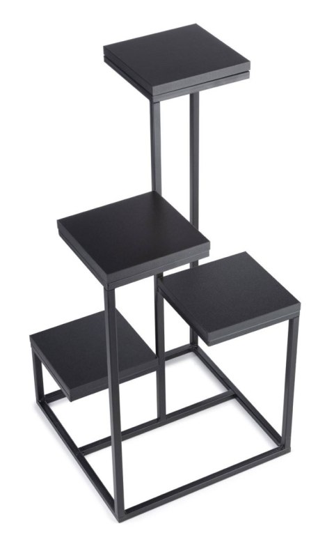 Kwietnik stojący KASKADA czarny LOFT Wykonany z metalu oraz płyty MDF w kolorze czarnym, solidny i modny stojak na kwiaty w styl