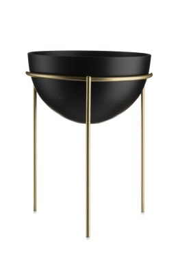 Kwietnik stojący nowoczesny 25 cm LOFT Wykonany z metalu, prosty i stylowy stojak na kwiatki w kolorze czarno złotym
