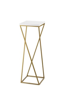 Kwietnik stojący złoty LOFT 70 cm MDF Wykonany z metalu oraz płyty MDF w kolorze białym, solidny i stylowy kwietnik w kolorze zł