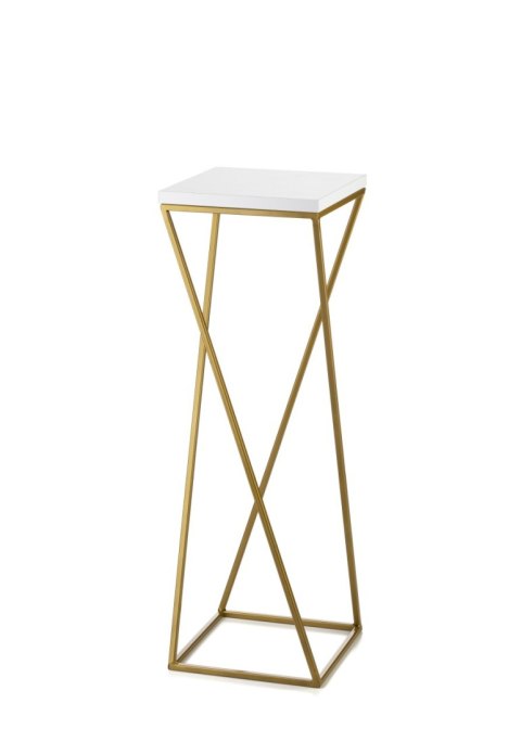 Kwietnik stojący złoty LOFT 70 cm MDF Wykonany z metalu oraz płyty MDF w kolorze białym, solidny i stylowy kwietnik w kolorze zł