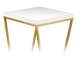 Kwietnik stojący złoty LOFT 70 cm MDF Wykonany z metalu oraz płyty MDF w kolorze białym, solidny i stylowy kwietnik w kolorze zł