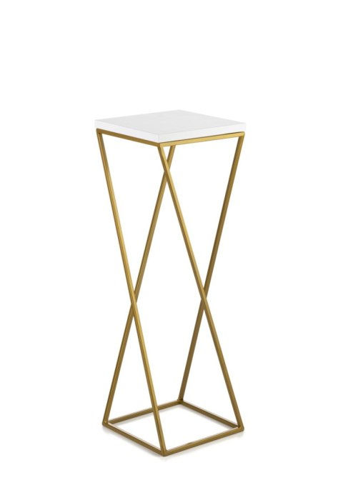 Kwietnik stojący złoty LOFT 70 cm MDF Wykonany z metalu oraz płyty MDF w kolorze białym, solidny i stylowy kwietnik w kolorze zł