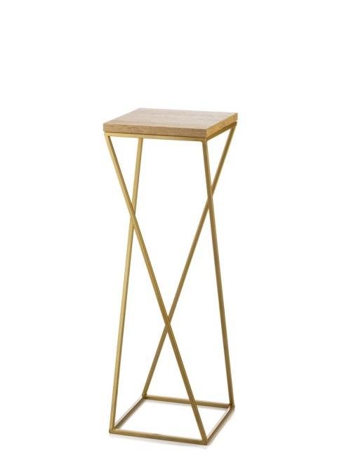 Kwietnik stojący złoty LOFT 70 cm metal Wykonany z metalu oraz płyty MDF w kolorze Dąb Lancelot, solidny i stylowy kwietnik w ko