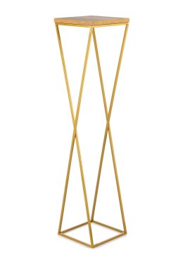 Kwietnik stojak 100 cm blat Dąb LancelotWykonany z metalu oraz płyty MDF w kolorze Dąb Lacelot i złotym stojakiem, solidny i sty