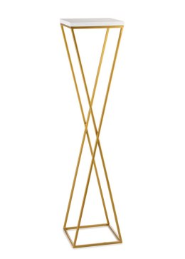 Kwietnik stojak 100 cm blat biały LOFT Wykonany z metalu oraz płyty MDF w kolorze białym i złotym stojakiem, solidny i stylowy k