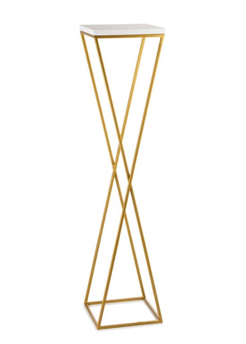 Kwietnik stojak 100 cm blat biały LOFT Wykonany z metalu oraz płyty MDF w kolorze białym i złotym stojakiem, solidny i stylowy k