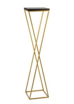 Kwietnik stojak 100 cm blat czarny LOFT Wykonany z metalu oraz płyty MDF w kolorze czarnym i złotym stojakiem, solidny i stylowy