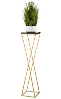 Kwietnik stojak 100 cm blat czarny LOFT Wykonany z metalu oraz płyty MDF w kolorze czarnym i złotym stojakiem, solidny i stylowy