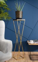 Kwietnik stojak 100 cm blat czarny LOFT Wykonany z metalu oraz płyty MDF w kolorze czarnym i złotym stojakiem, solidny i stylowy