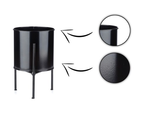 Kwietnik stojak z wkładem 19 cm czarny Wykonany z metalu, prosty i stylowy czarny stojak na kwiatki w stylu industrialnym oraz m