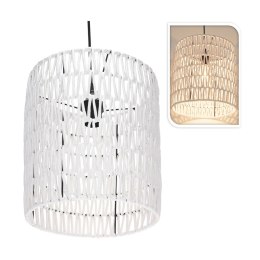 Lampa sufitowa pleciona Boho biała Metalowy klosz owinięty papierowym sznurem, minimalistyczny design, lampa idealna do salonu, 