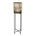 Lampion bambusowy na stojaku 92 cm Latarnia z bambusa ze szklanym kloszem na świecę w zestawie, wytrzymały, metalowy stojak, ele