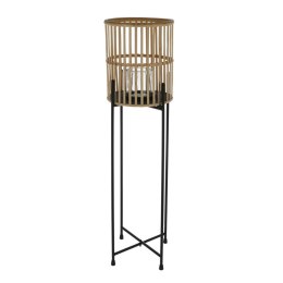Lampion bambusowy na stojaku 92 cm Latarnia z bambusa ze szklanym kloszem na świecę w zestawie, wytrzymały, metalowy stojak, ele