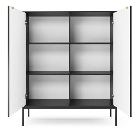 Loftowa duża komoda NOVA K-104C czarna Nowoczesna, duża komoda na metalowych nogach, w stylu industrialnym, ryflowane fronty, w 