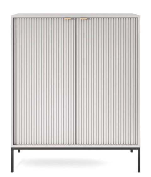 Loftowa duża komoda NOVA K-104S szara Nowoczesna, duża komoda na metalowych nogach, w stylu industrialnym, ryflowane fronty, w k