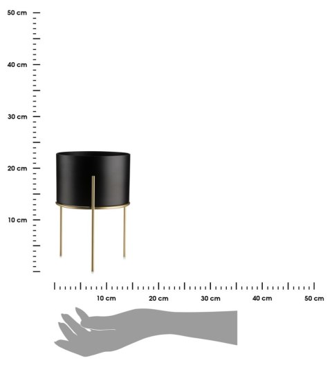 Nowoczesny stojak kwietnik 22 cm LOFT Wykonany z metalu, prosty i stylowy stojak na kwiatki w kolorze czarno złotym