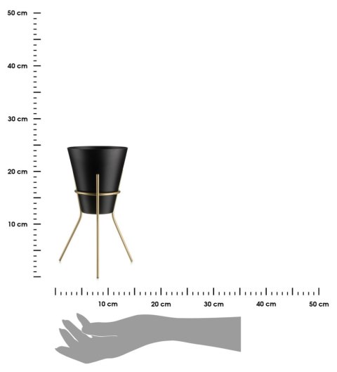 Nowoczesny stojak kwietnik 24 cm LOFT Wykonany z metalu, prosty i stylowy stojak na kwiatki w kolorze czarno złotym